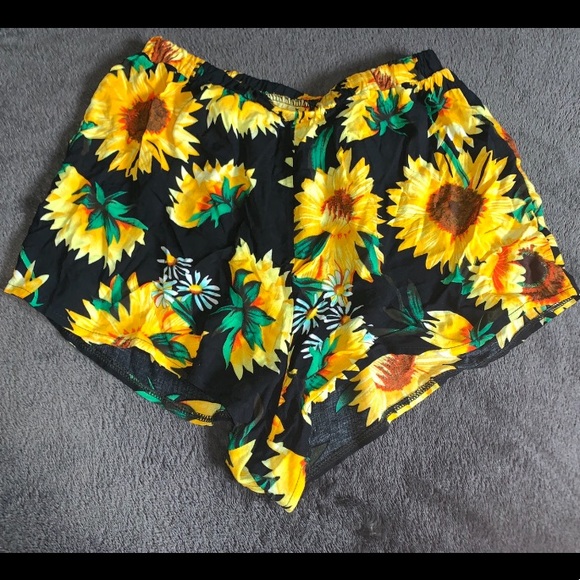 Pants - sunflower / flower print cloth shorts